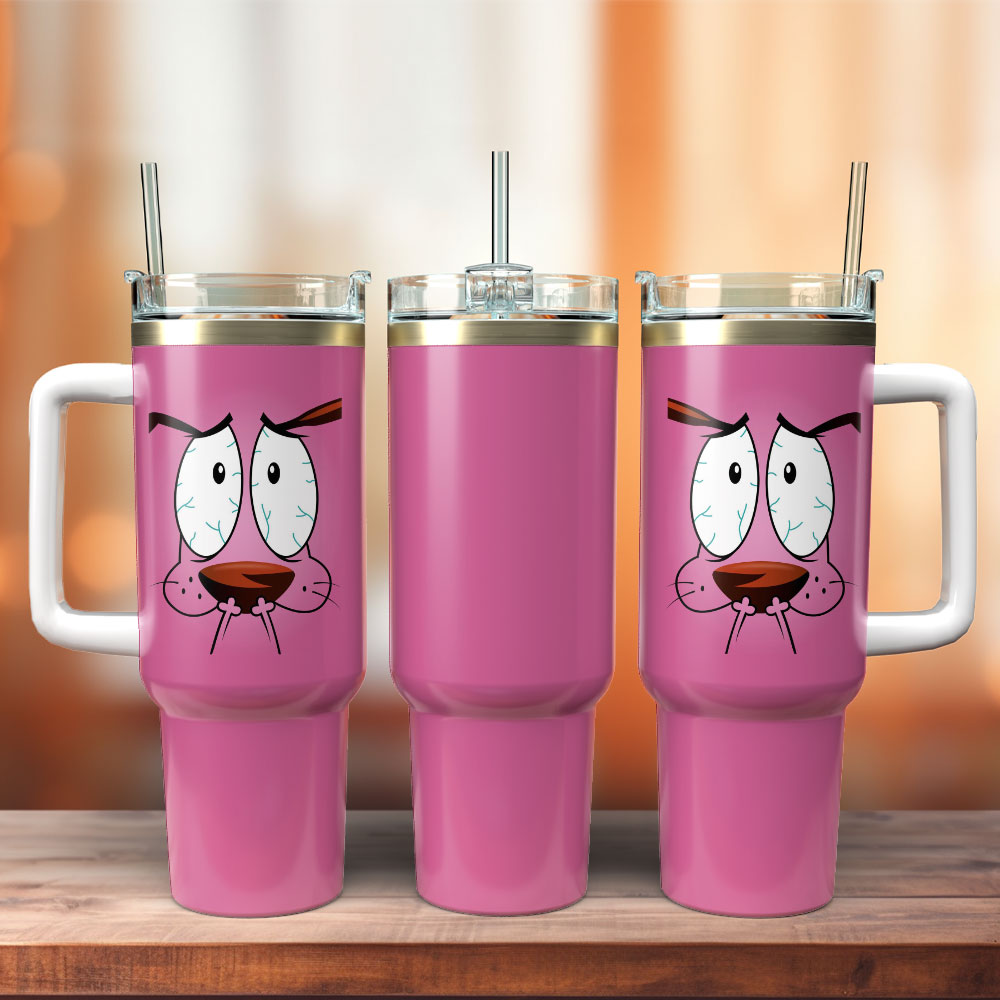 Courage The Cowardly Dog TV Series Custom Stanley Quencher 40oz Stainless Steel Tumbler With Handle