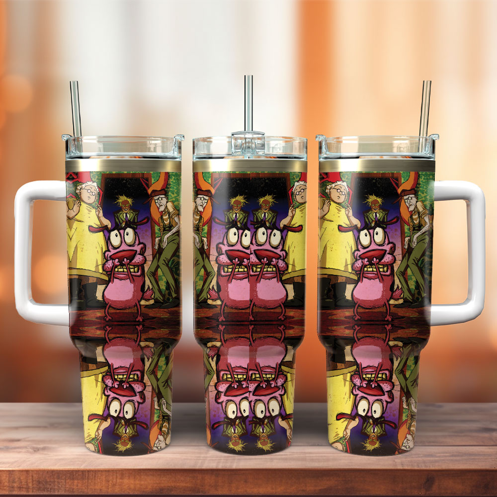 Courage The Cowardly Dog TV Series Custom Stanley Quencher 40oz Stainless Steel Tumbler With Handle