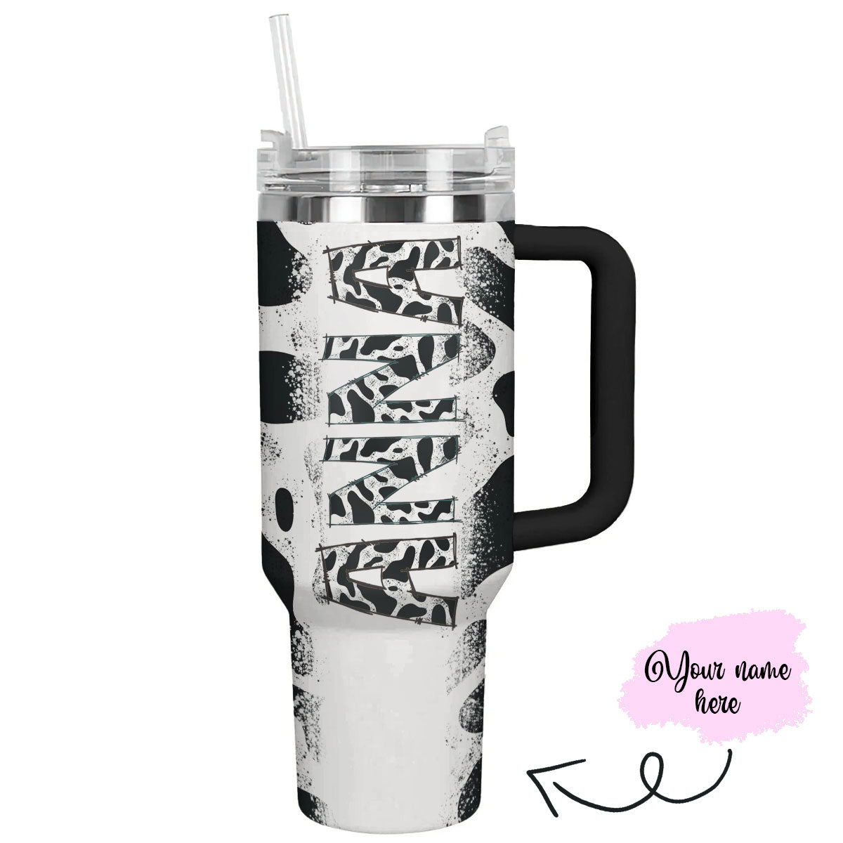 Cow Custom Stanley Quencher 40oz Stainless Steel Tumbler With Handle