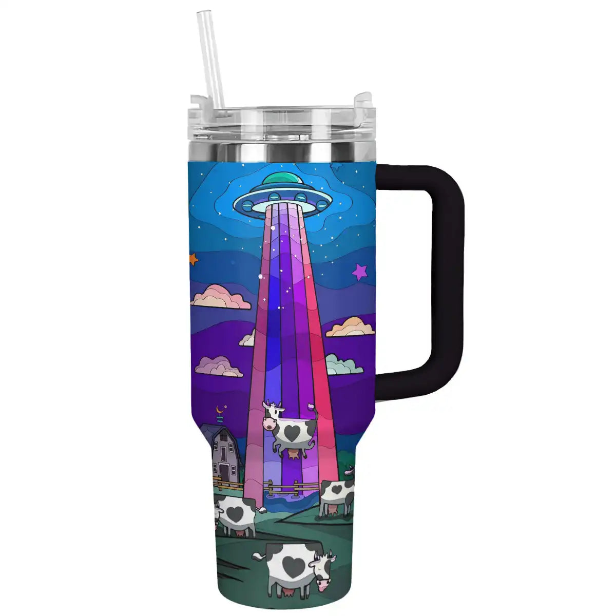Cow Custom Stanley Quencher 40oz Stainless Steel Tumbler With Handle