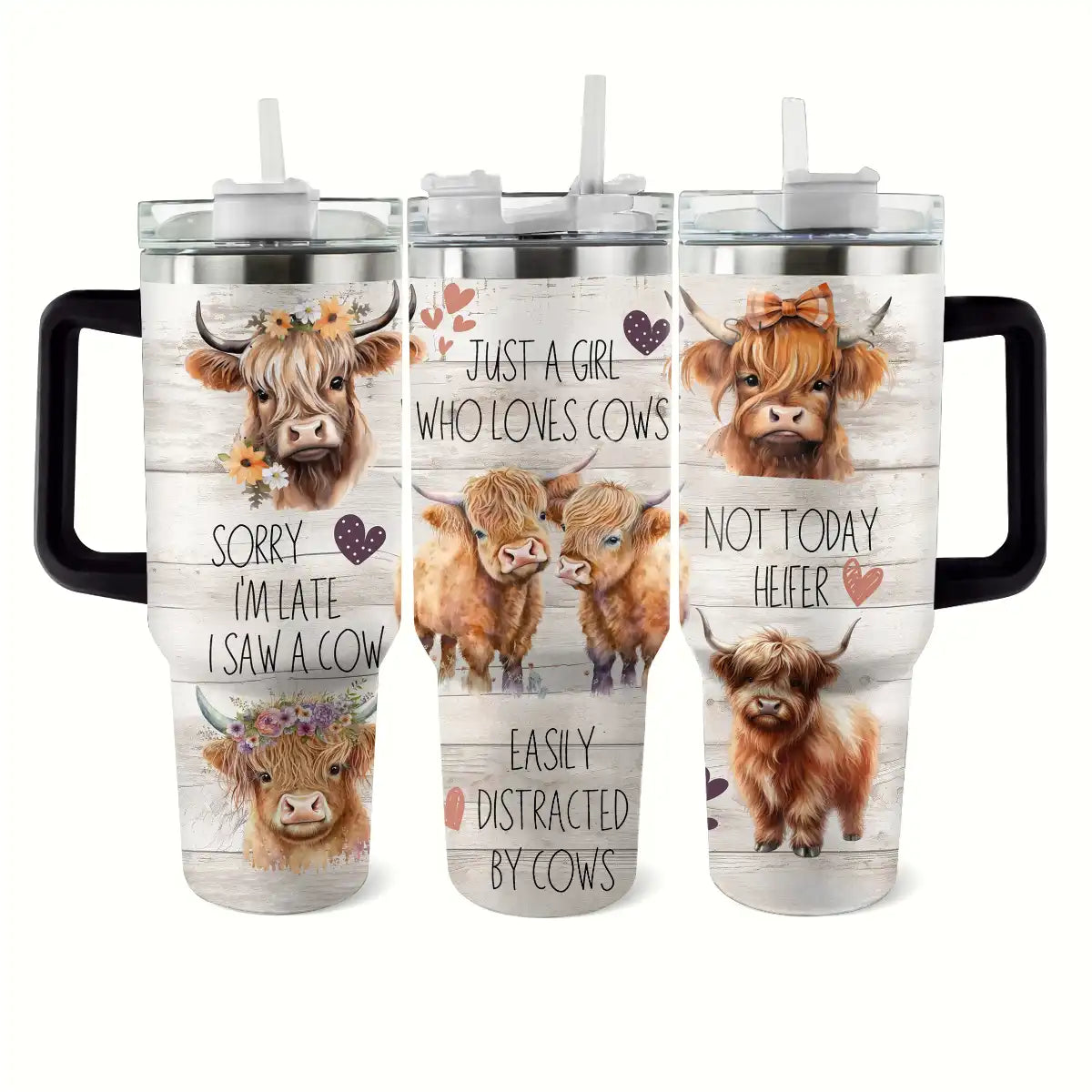 Cow Custom Stanley Quencher 40oz Stainless Steel Tumbler With Handle