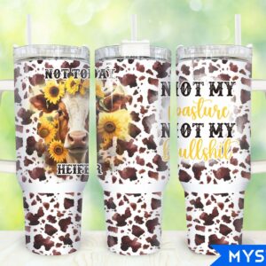 Cow Heifer Custom Stanley Quencher 40oz Stainless Steel Tumbler With Handle