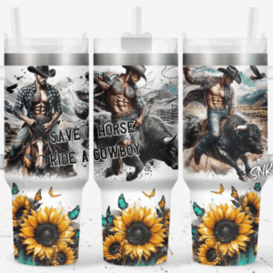Cowboy Sunflower Custom Stanley Quencher 40oz Stainless Steel Tumbler With Handle