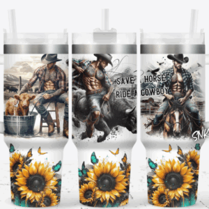 Cowboy Sunflower Custom Stanley Quencher 40oz Stainless Steel Tumbler With Handle
