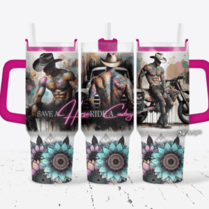 Cowboy Tattoo Flower Custom Stanley Quencher 40oz Stainless Steel Tumbler With Handle