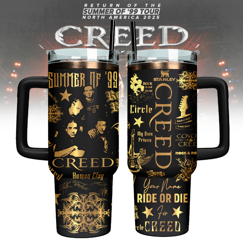 Creed Band Custom Stanley Quencher 40oz Stainless Steel Tumbler With Handle