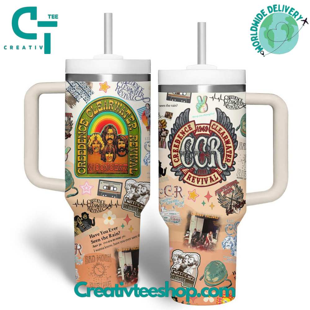 Creedence Clearwater Revival Music Custom Stanley Quencher 40oz Stainless Steel Tumbler With Handle