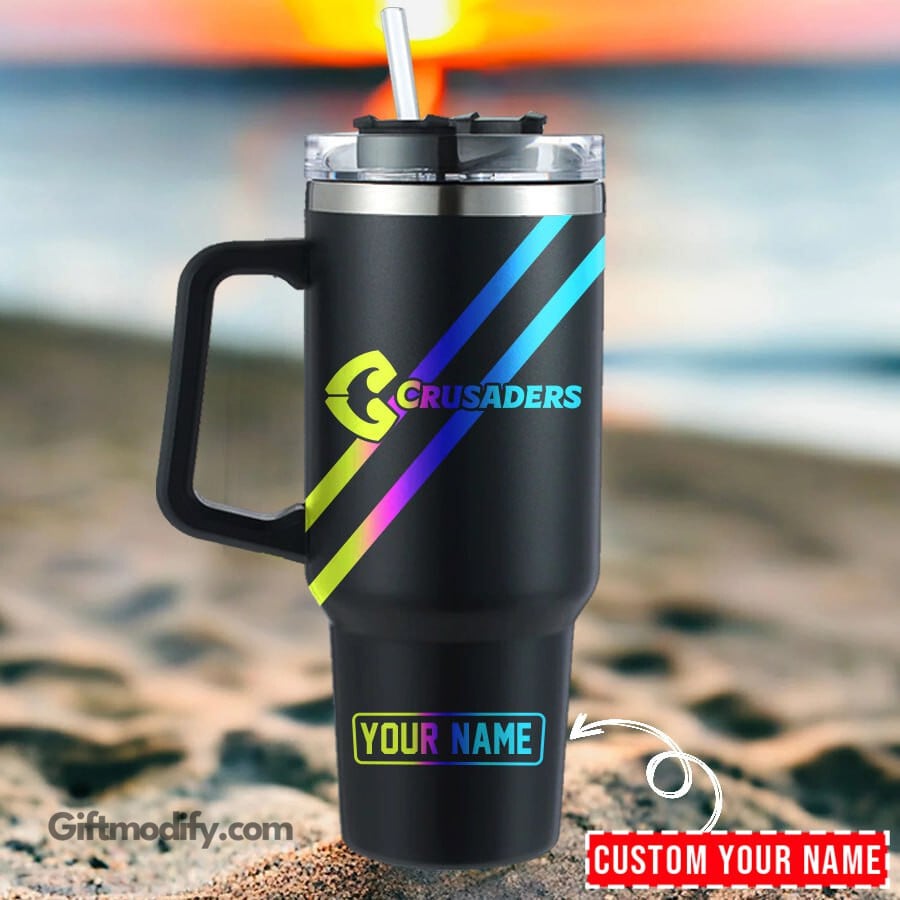 Crusaders Super Rugby Hologram Logo Custom Stanley Quencher 40oz Stainless Steel Tumbler With Handle