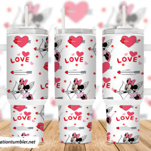 Cupid Minnie Mouse Disney Cartoon Custom Stanley Quencher 40oz Stainless Steel Tumbler With Handle