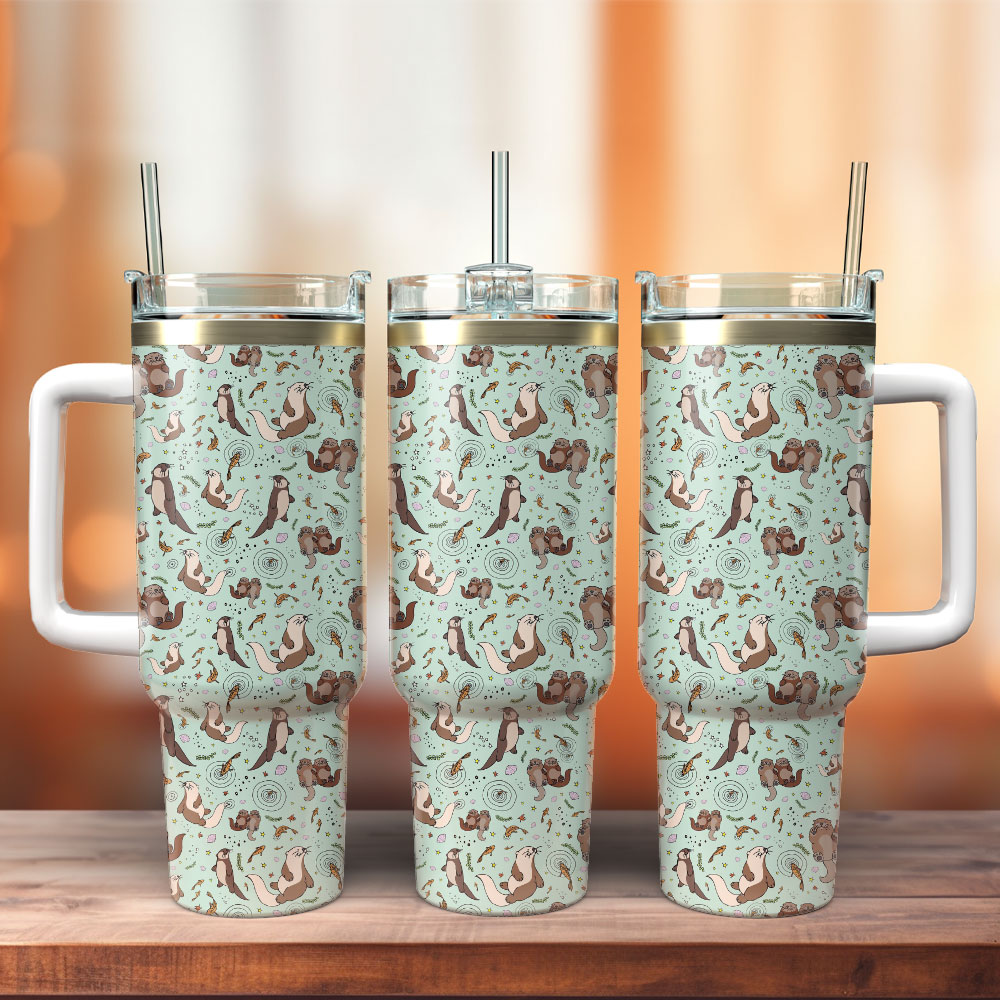 Cute Animal Artwork Custom Stanley Quencher 40oz Stainless Steel Tumbler With Handle