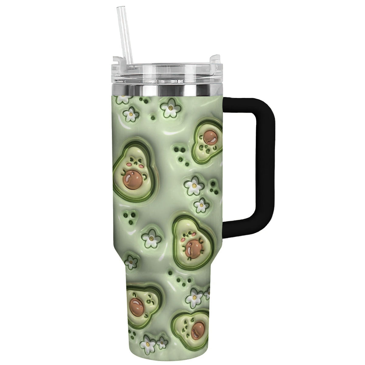 Cute Avocados Custom Stanley Quencher 40oz Stainless Steel Tumbler With Handle