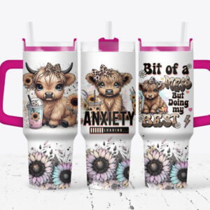 Cute Cow Flower Custom Stanley Quencher 40oz Stainless Steel Tumbler With Handle
