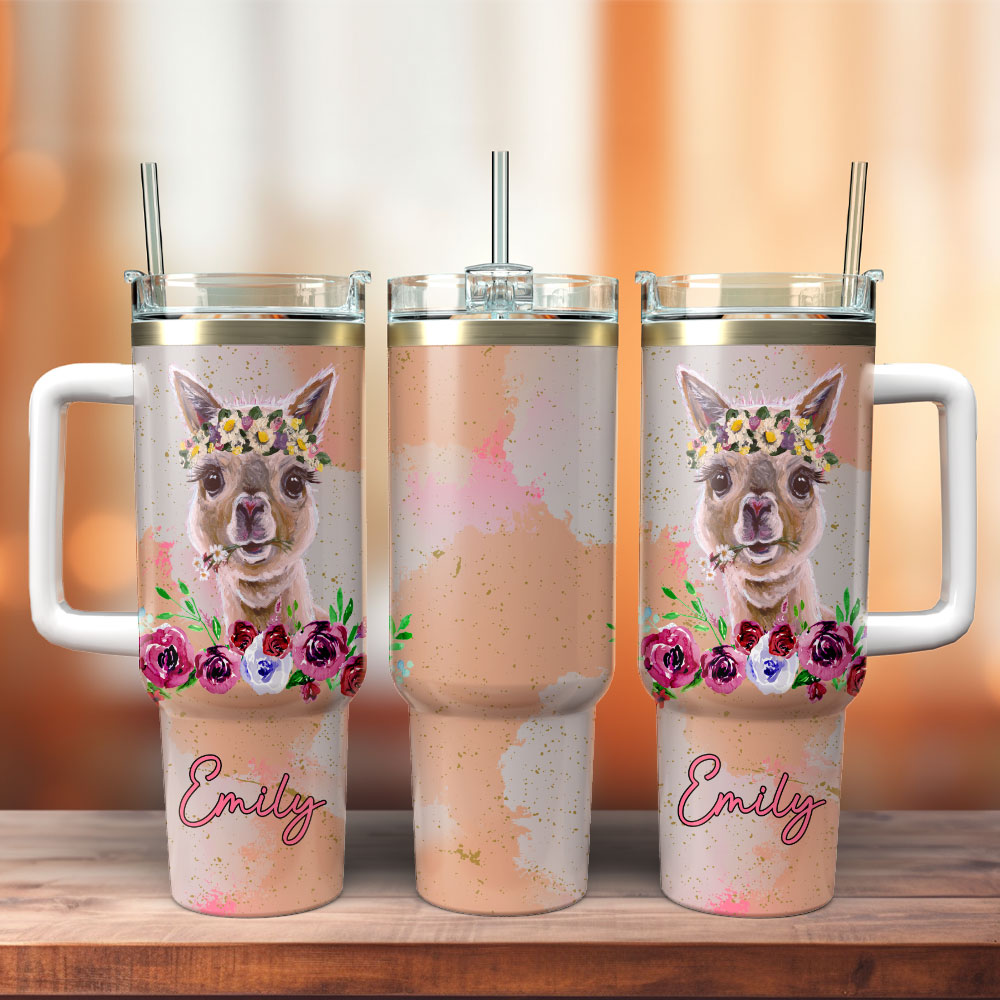 Cute Deer Custom Stanley Quencher 40oz Stainless Steel Tumbler With Handle