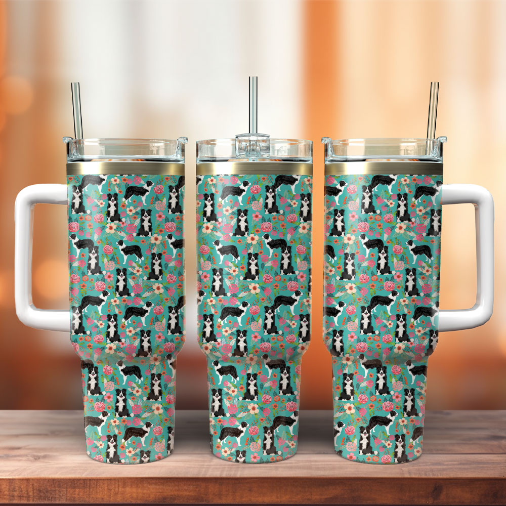 Cute Dog Custom Stanley Quencher 40oz Stainless Steel Tumbler With Handle