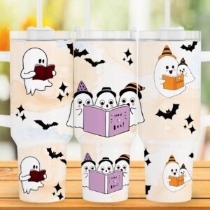 Cute Halloween Ghost Custom Stanley Quencher 40oz Stainless Steel Tumbler With Handle