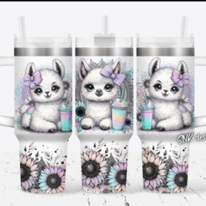 Cute llama Flower Custom Stanley Quencher 40oz Stainless Steel Tumbler With Handle