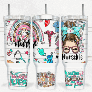 Cute Nurse Custom Stanley Quencher 40oz Stainless Steel Tumbler With Handle
