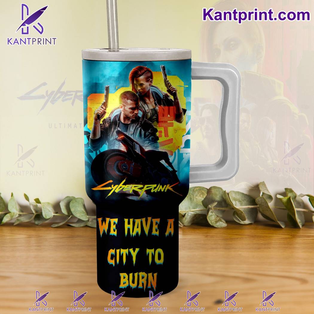 Cyberpunk Games Custom Stanley Quencher 40oz Stainless Steel Tumbler With Handle