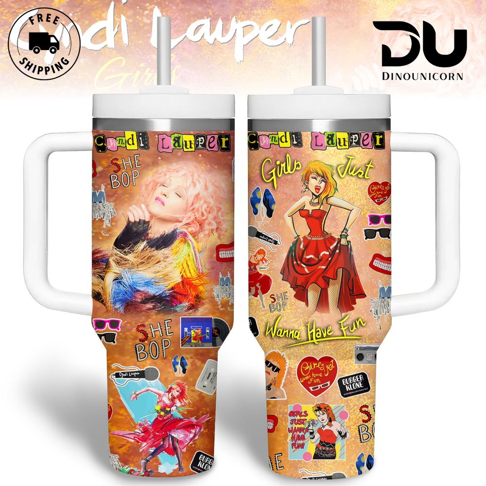 Cyndi Lauper Music Custom Stanley Quencher 40oz Stainless Steel Tumbler With Handle