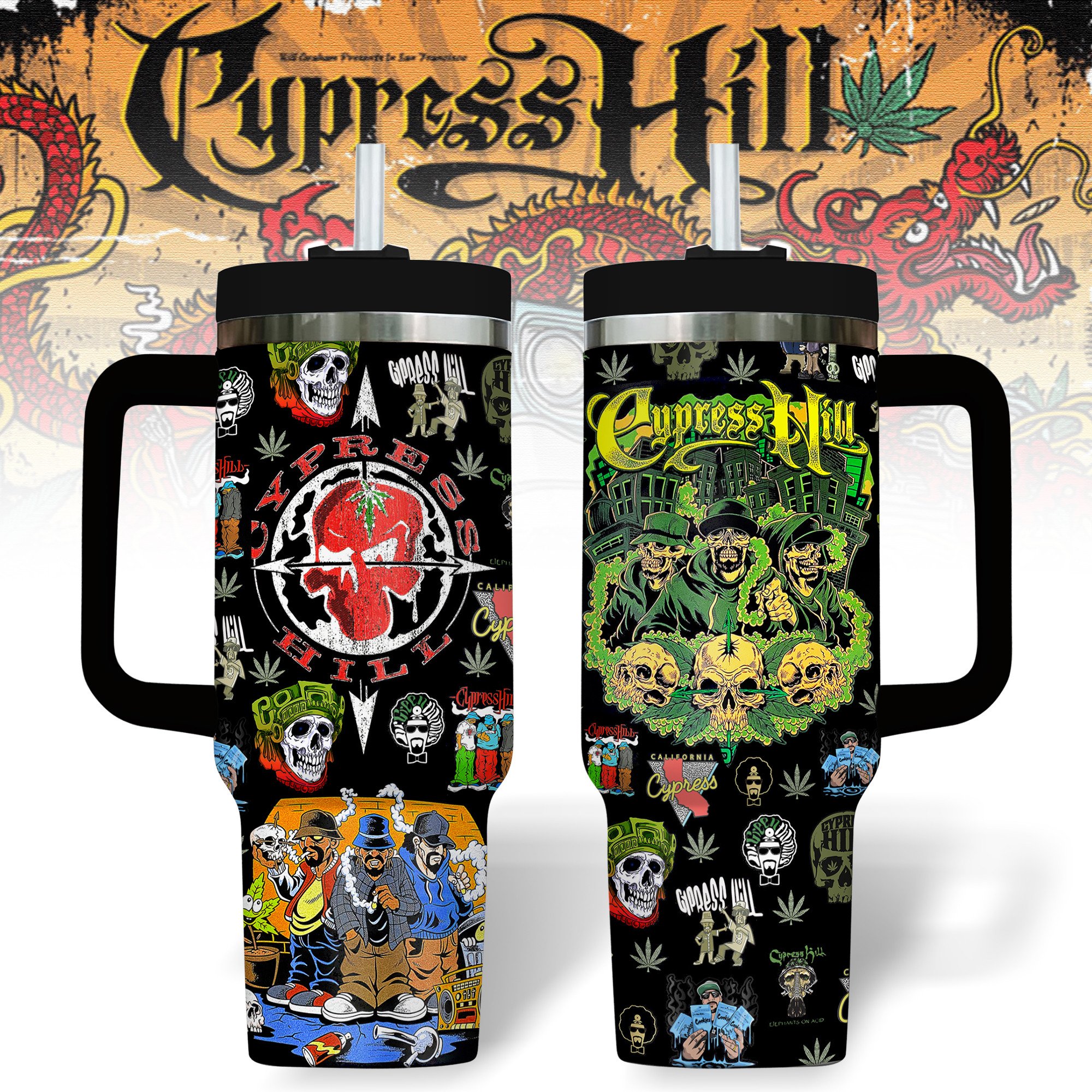 Cypress Hill Music Custom Stanley Quencher 40oz Stainless Steel Tumbler With Handle