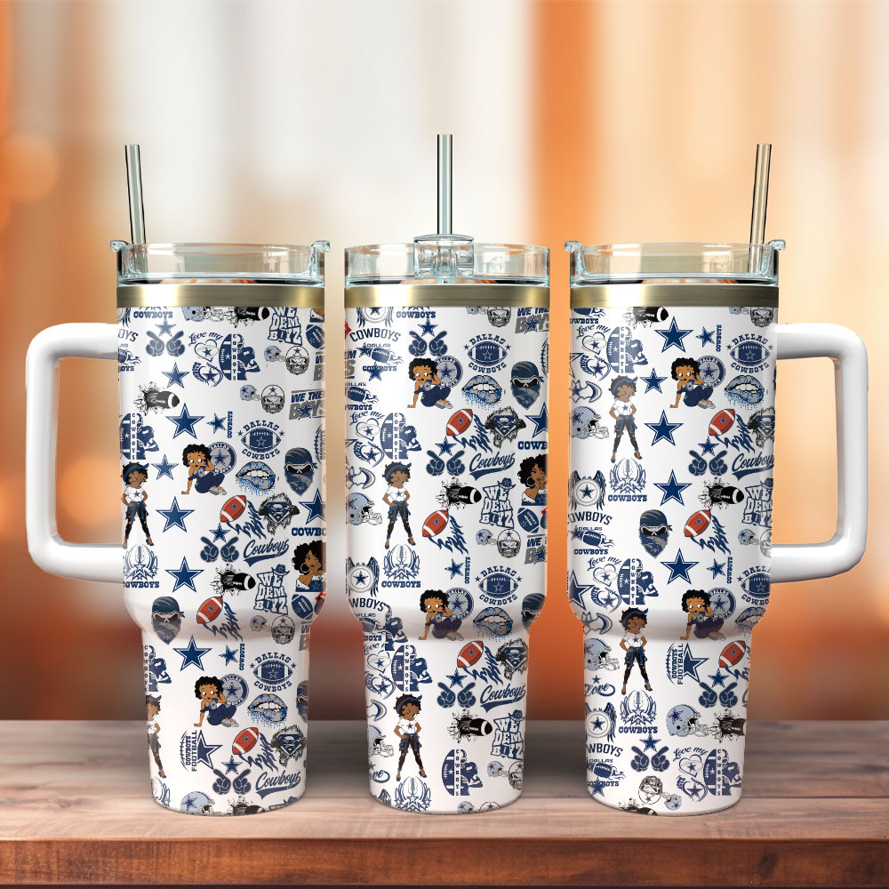 Dallas Cowboys Football NFL Sport Custom Stanley Quencher 40oz Stainless Steel Tumbler With Handle