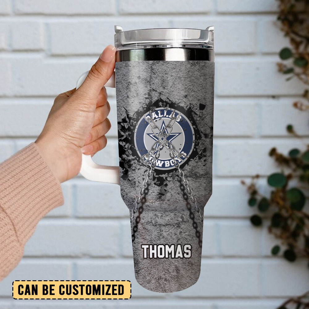 Dallas Cowboys Football NFL Sport Custom Stanley Quencher 40oz Stainless Steel Tumbler With Handle
