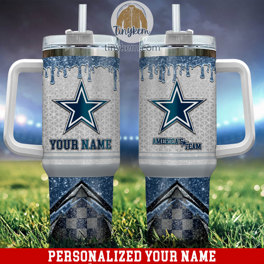 Dallas Cowboys Glitter NFL Custom Stanley Quencher 40oz Stainless Steel Tumbler With Handle