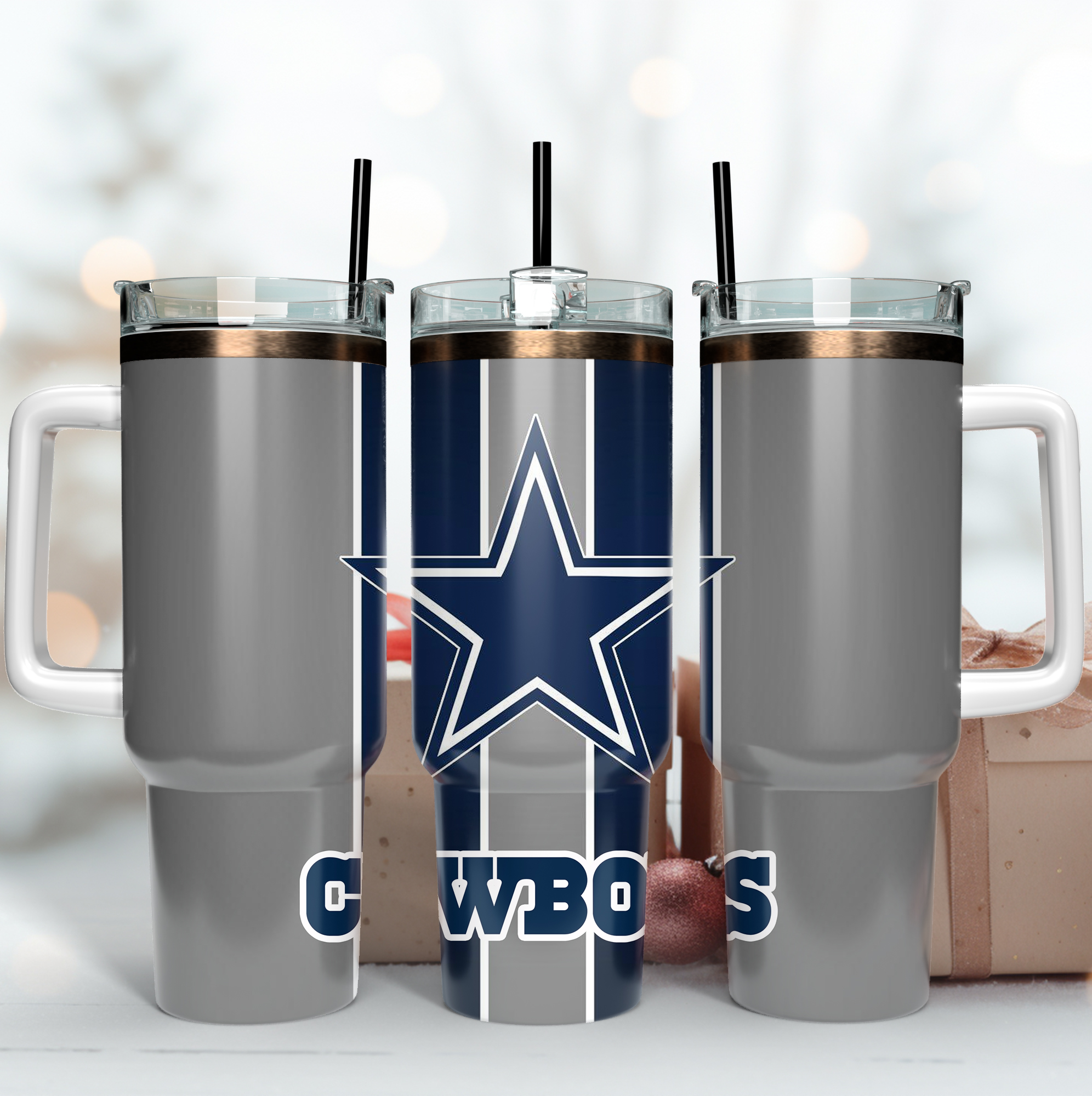 Dallas Cowboys NFL Custom Stanley Quencher 40oz Stainless Steel Tumbler With Handle