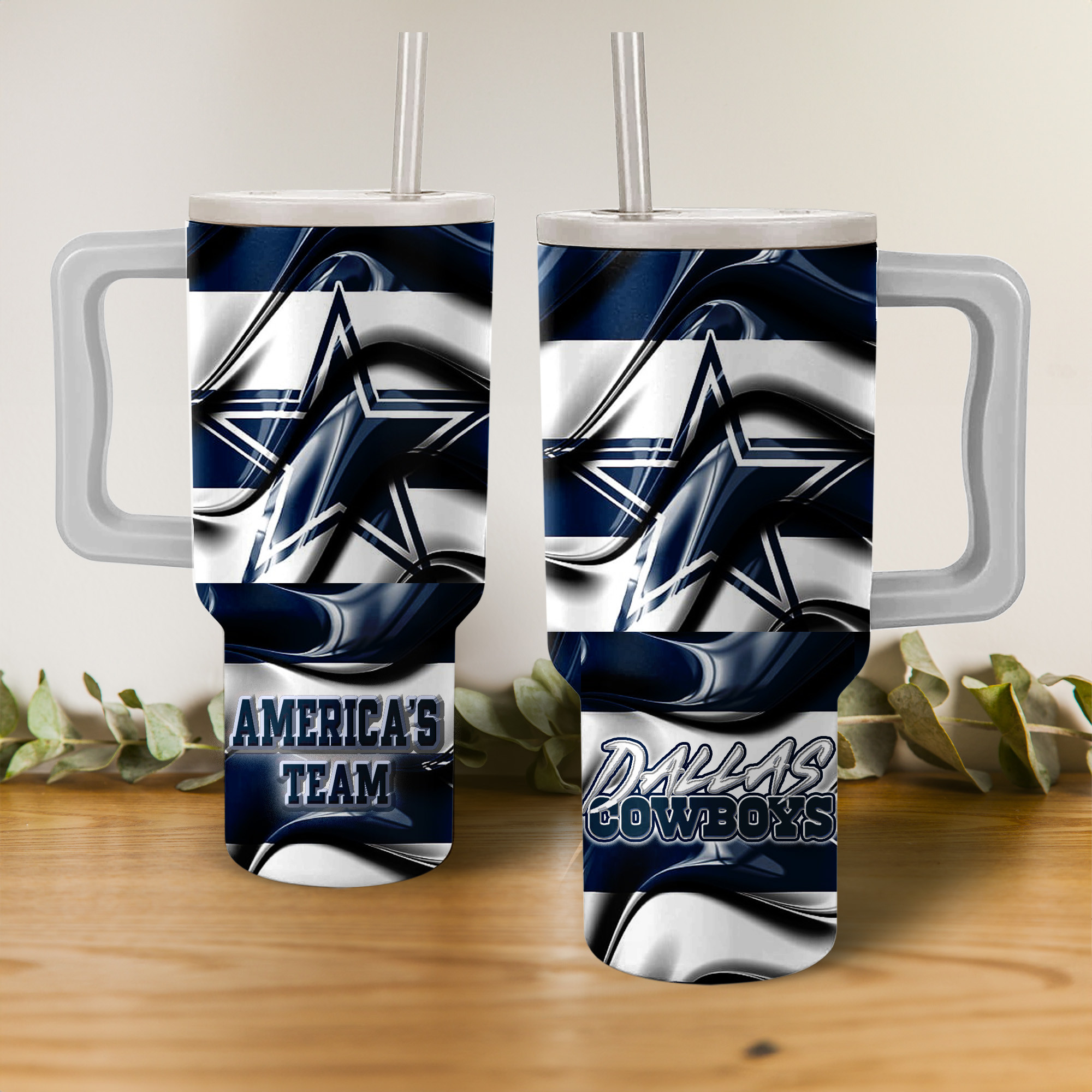 Dallas Cowboys NFL Custom Stanley Quencher 40oz Stainless Steel Tumbler With Handle