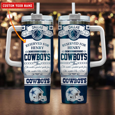 Dallas Cowboys NFL Custom Stanley Quencher 40oz Stainless Steel Tumbler With Handle