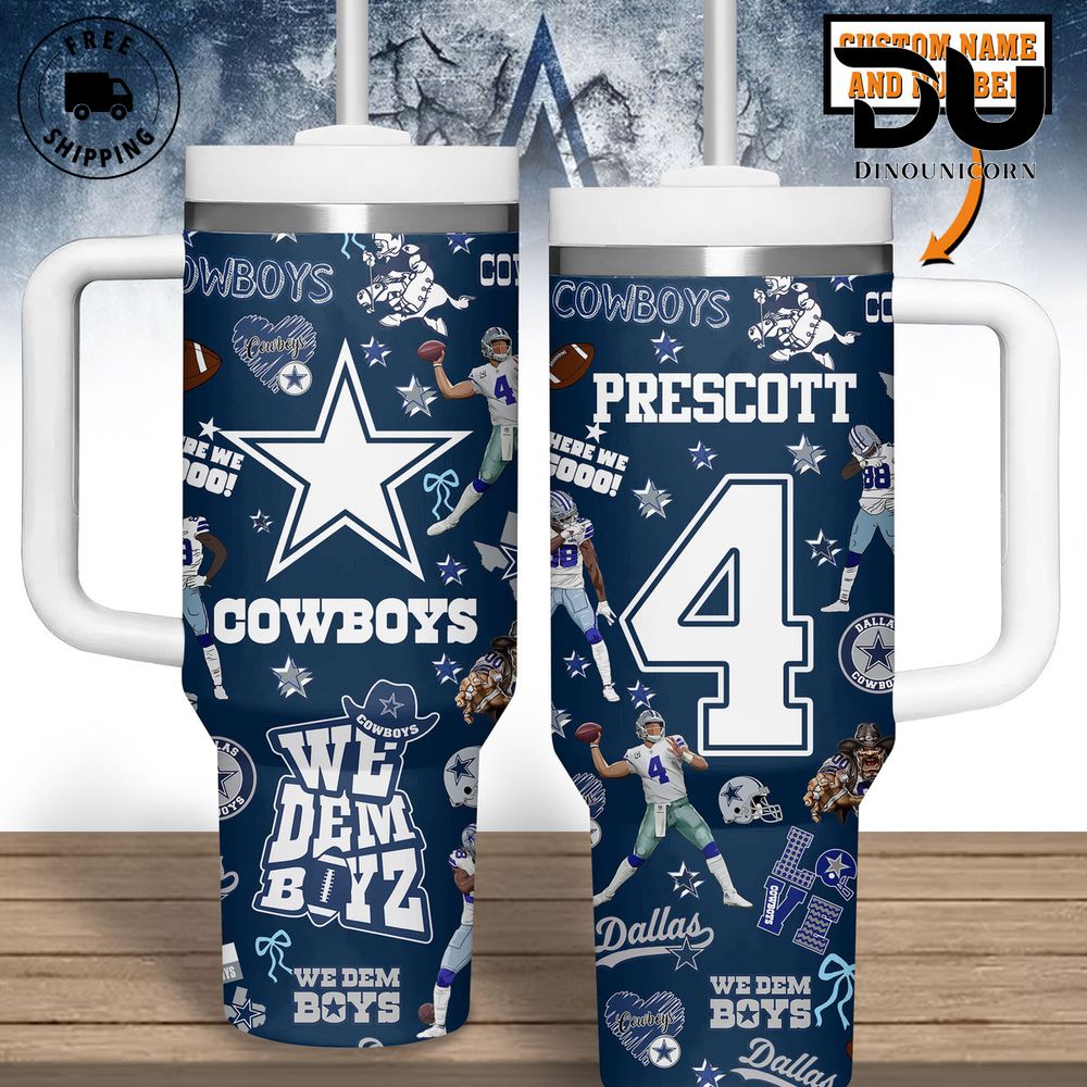 Dallas Cowboys NFL Custom Stanley Quencher 40oz Stainless Steel Tumbler With Handle