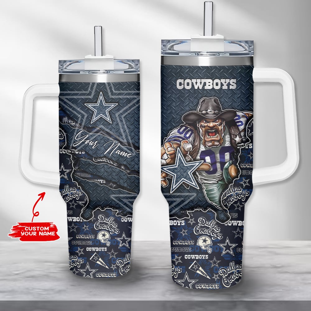 Dallas Cowboys NFL Custom Stanley Quencher 40oz Stainless Steel Tumbler With Handle