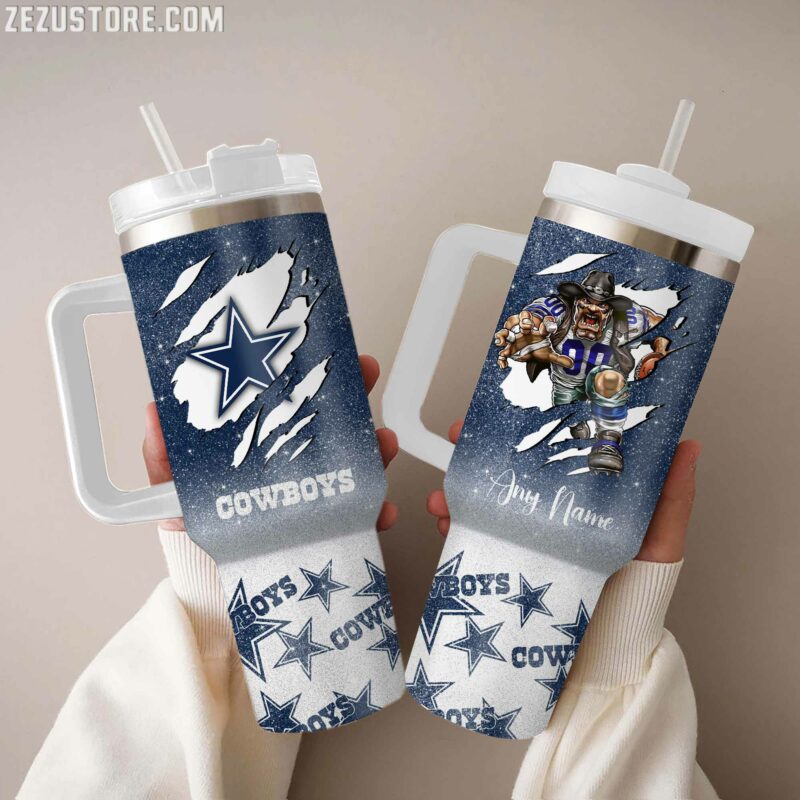 Dallas Cowboys NFL Custom Stanley Quencher 40oz Stainless Steel Tumbler With Handle