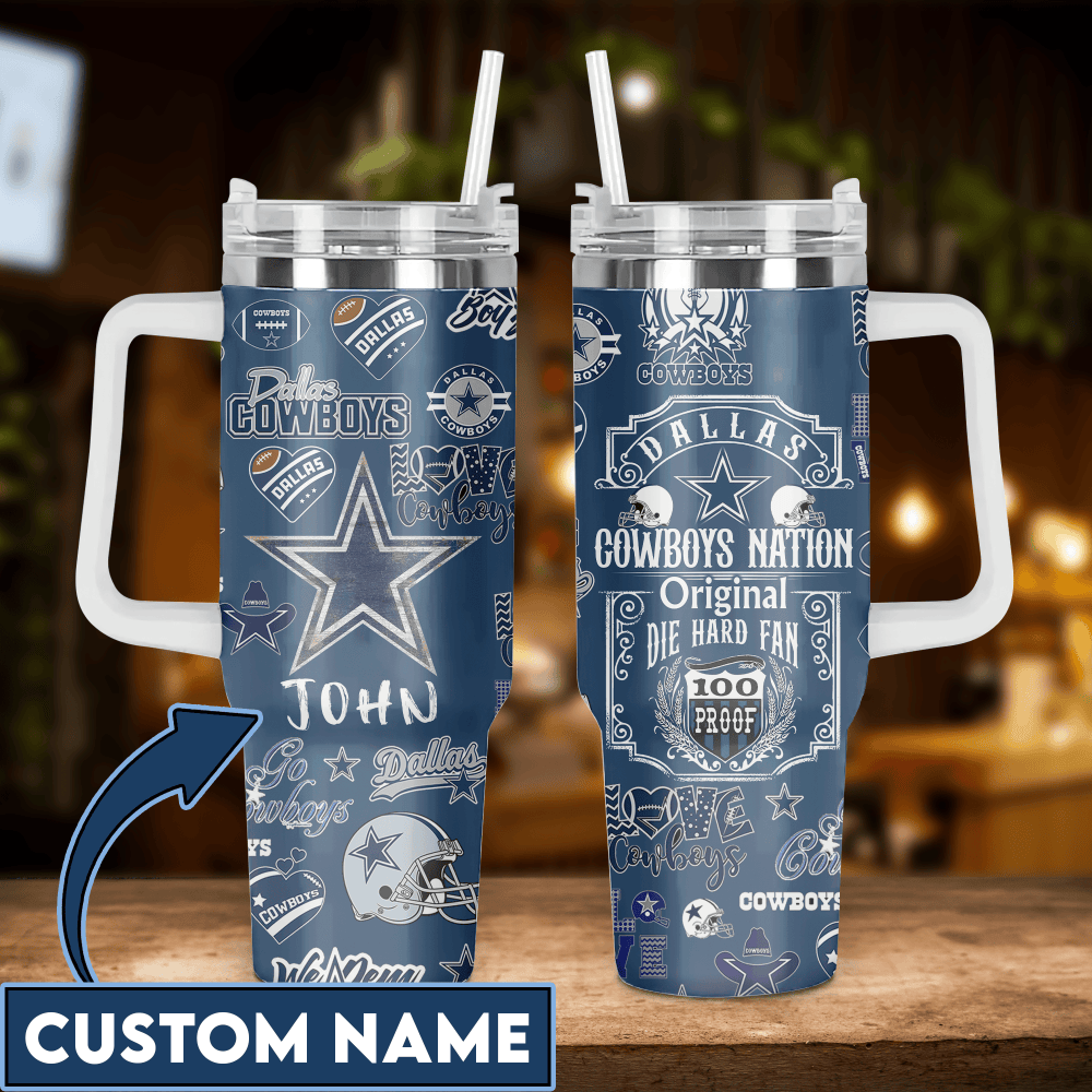 Dallas Cowboys NFL Custom Stanley Quencher 40oz Stainless Steel Tumbler With Handle
