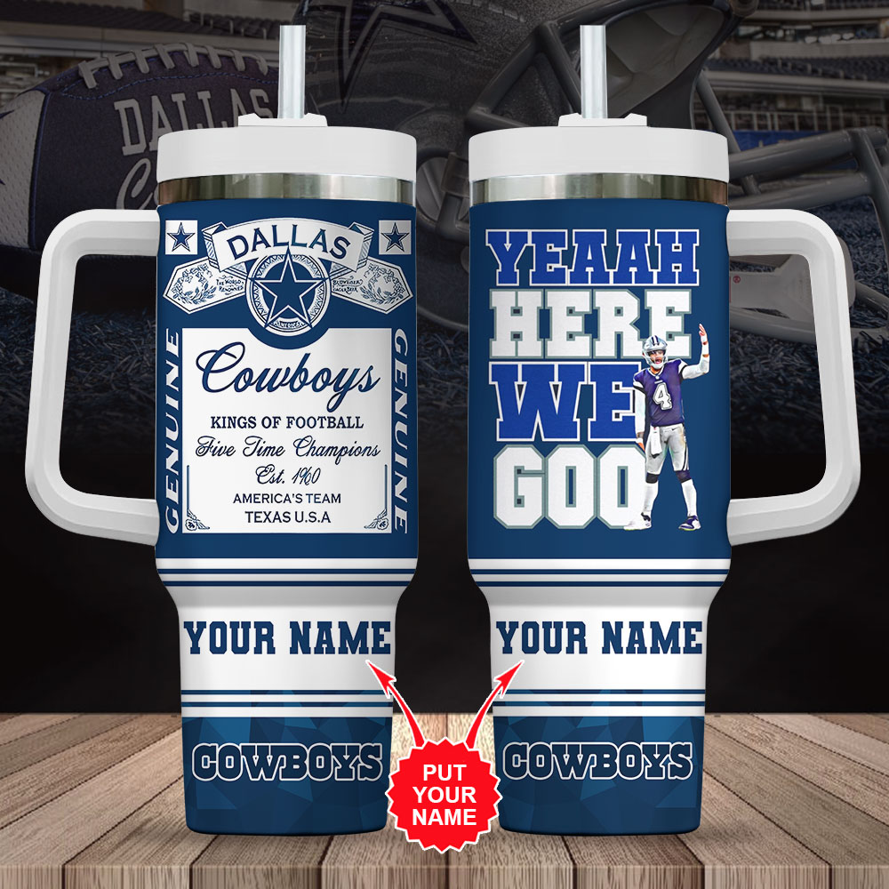 Dallas Cowboys NFL Custom Stanley Quencher 40oz Stainless Steel Tumbler With Handle
