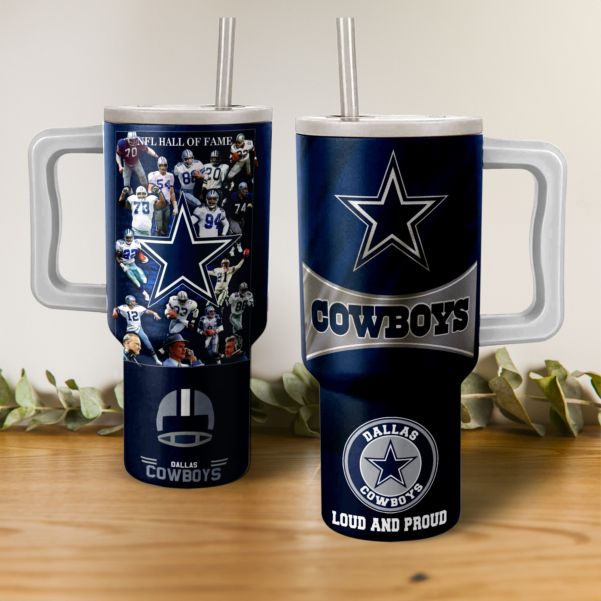 Dallas Cowboys NFL Custom Stanley Quencher 40oz Stainless Steel Tumbler With Handle