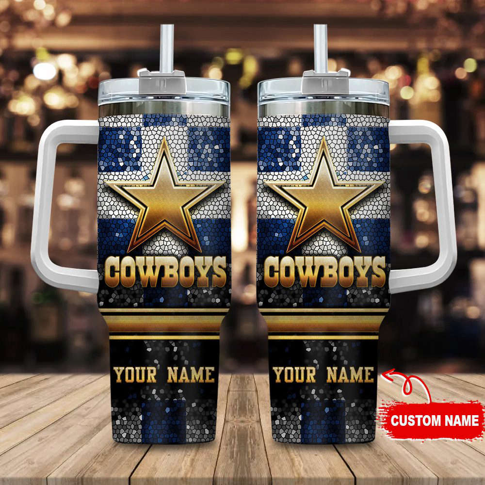 Dallas Cowboys NFL Custom Stanley Quencher 40oz Stainless Steel Tumbler With Handle