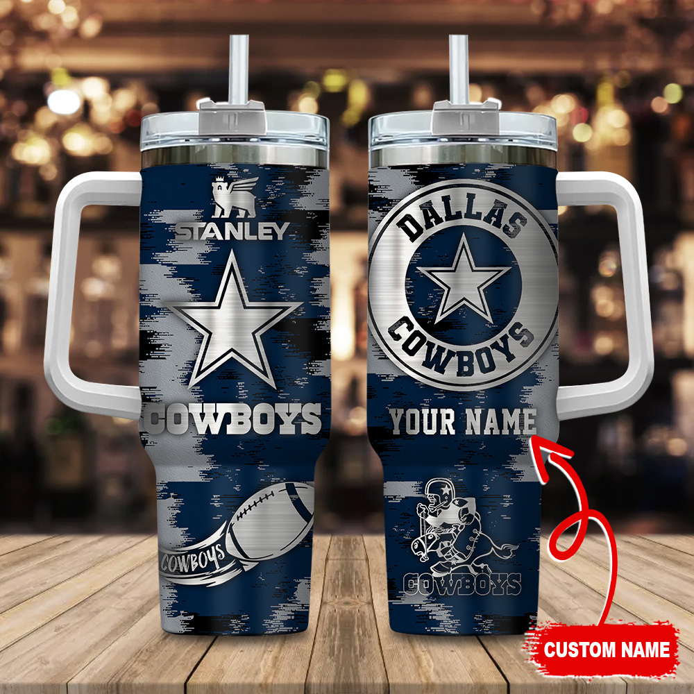 Dallas Cowboys NFL Custom Stanley Quencher 40oz Stainless Steel Tumbler With Handle