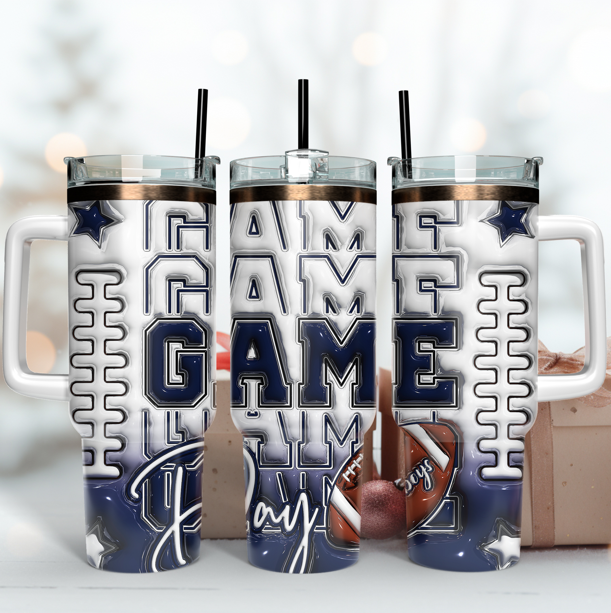 Dallas Cowboys NFL Game Day Custom Stanley Quencher 40oz Stainless Steel Tumbler With Handle