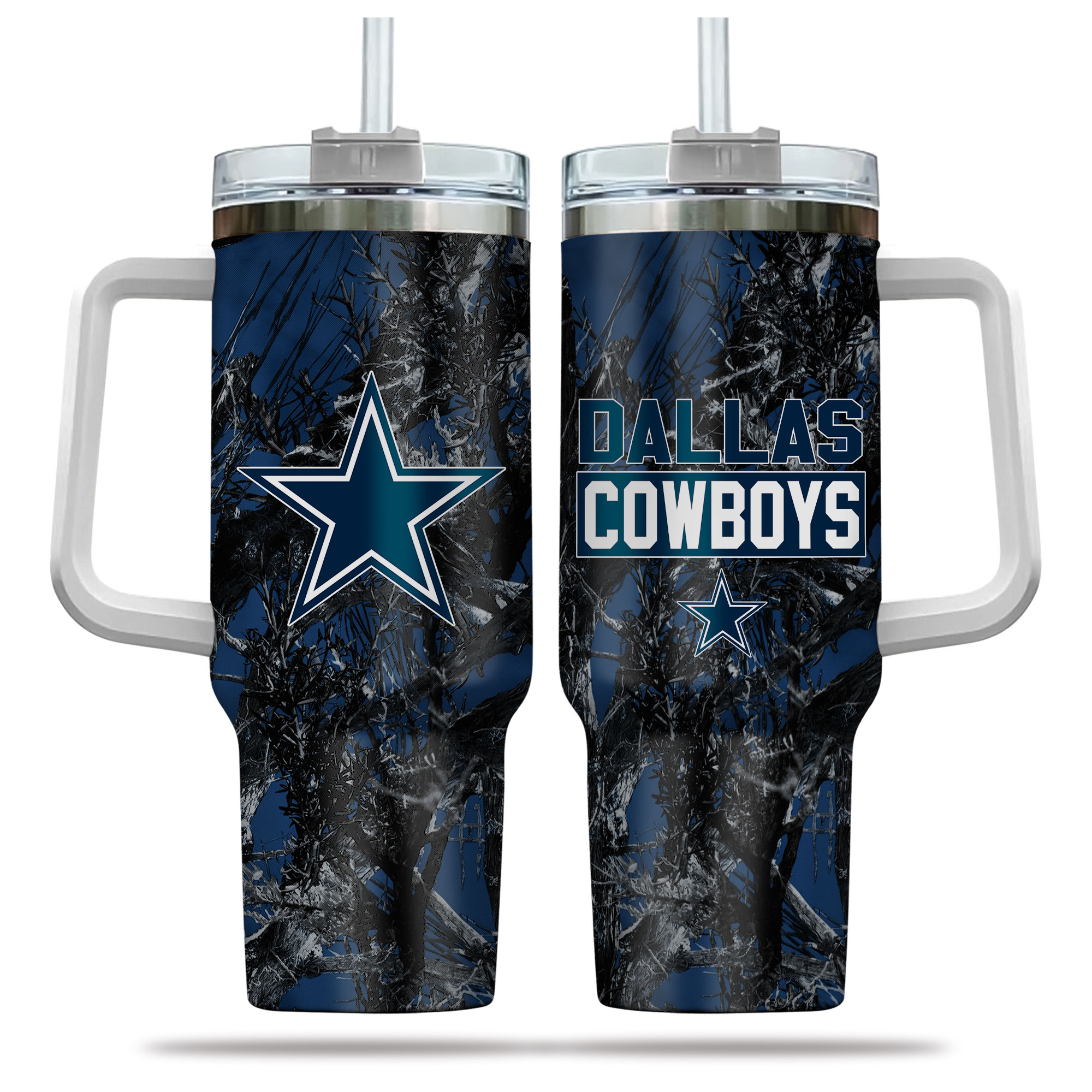 Dallas Cowboys NFL Hunting Custom Stanley Quencher 40oz Stainless Steel Tumbler With Handle