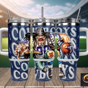 Dallas Cowboys NFL Mascot Custom Stanley Quencher 40oz Stainless Steel Tumbler With Handle