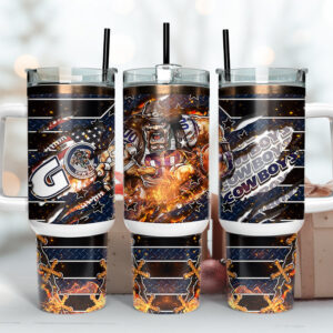 Dallas Cowboys NFL Mascot Custom Stanley Quencher 40oz Stainless Steel Tumbler With Handle