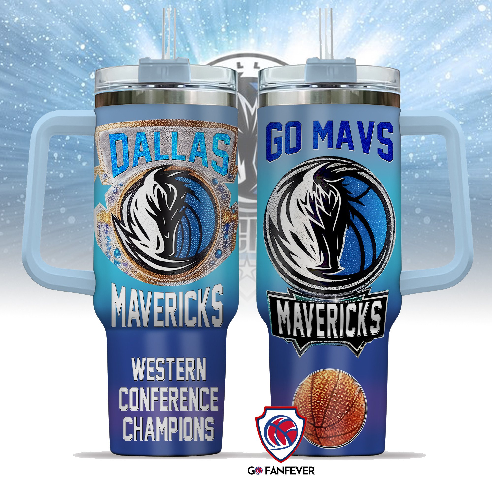 Dallas Mavericks NBA Custom Stanley Quencher 40oz Stainless Steel Tumbler With Handle