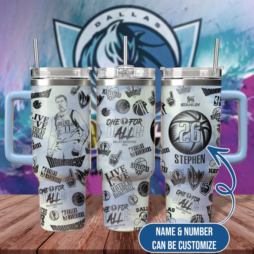 Dallas Mavericks NBA Custom Stanley Quencher 40oz Stainless Steel Tumbler With Handle