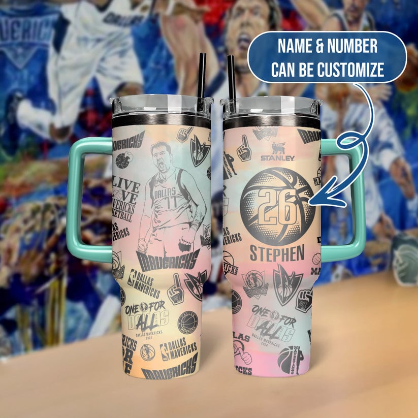 Dallas Mavericks NBA Custom Stanley Quencher 40oz Stainless Steel Tumbler With Handle