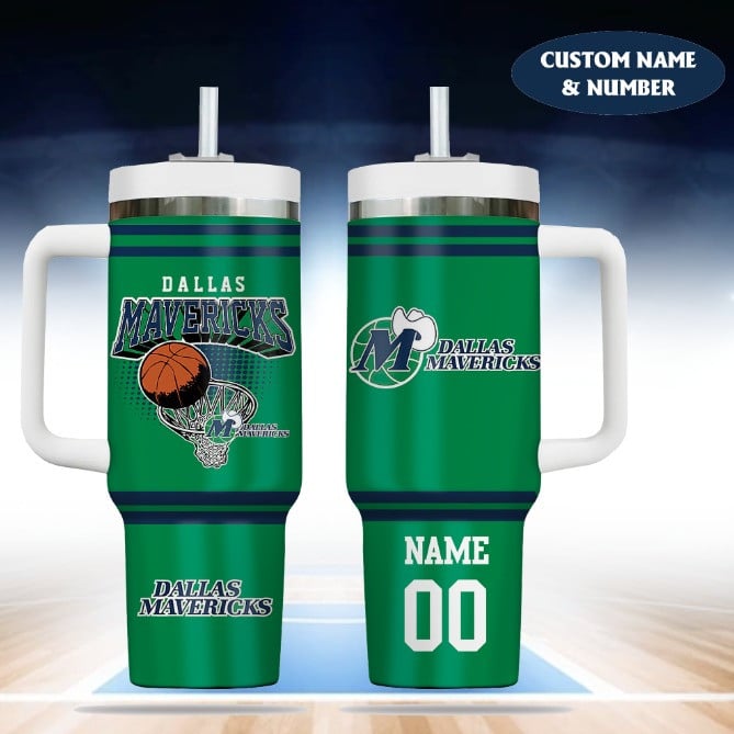 Dallas Mavericks NBA Custom Stanley Quencher 40oz Stainless Steel Tumbler With Handle