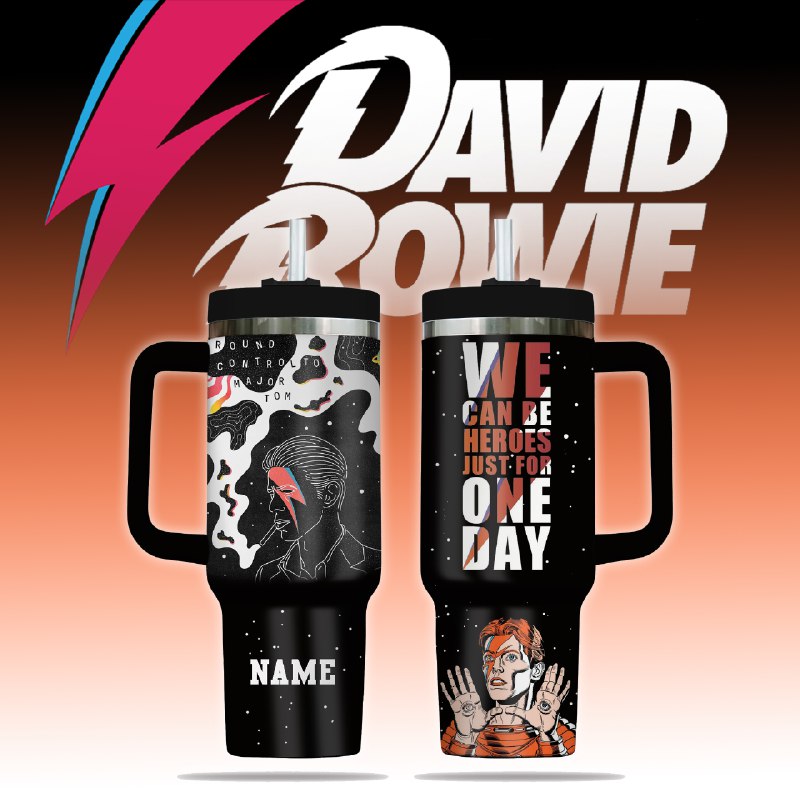 David Bowie Music Custom Stanley Quencher 40oz Stainless Steel Tumbler With Handle