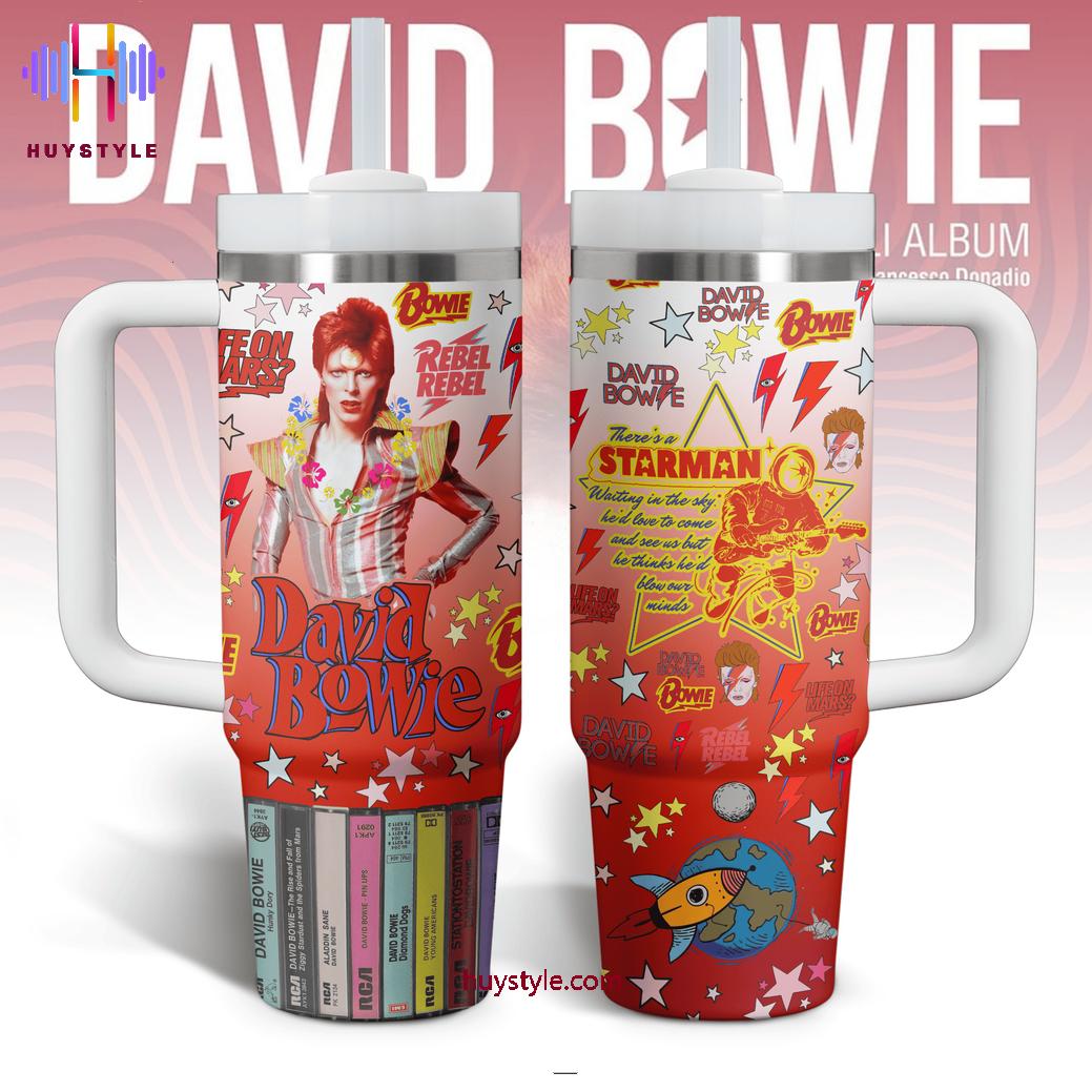 David Bowie Music Custom Stanley Quencher 40oz Stainless Steel Tumbler With Handle