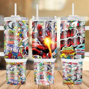 Deadpool Marvel Comics Custom Stanley Quencher 40oz Stainless Steel Tumbler With Handle