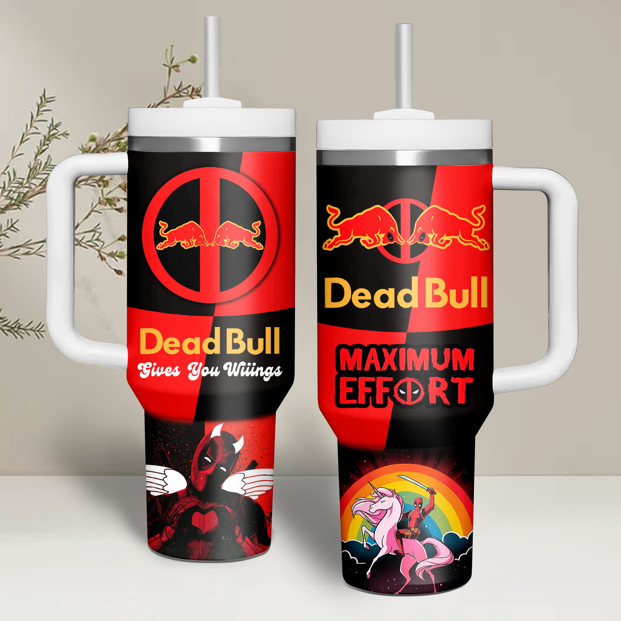 Deadpool Movies Custom Stanley Quencher 40oz Stainless Steel Tumbler With Handle